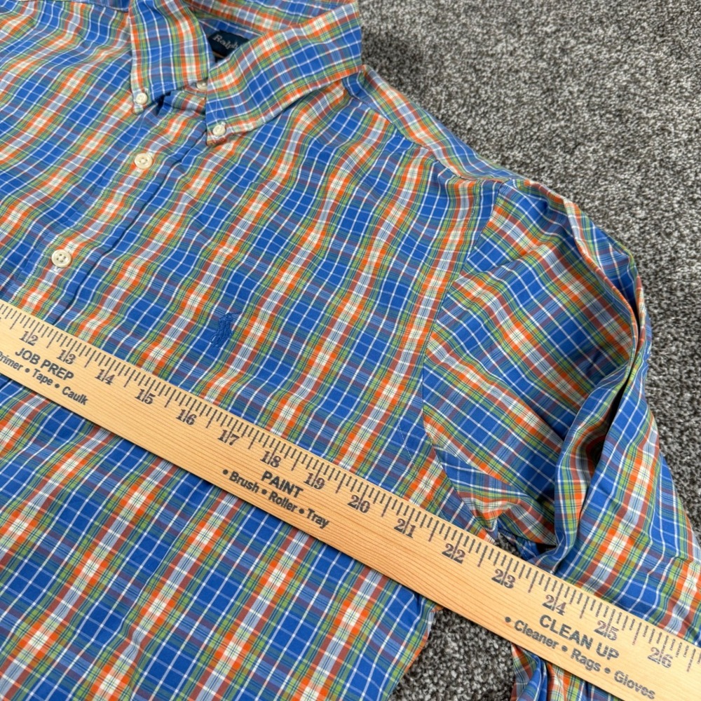 Polo Ralph Lauren Button Down 16 34/35 Blue Orange Plaid Classic Fit Long Sleeve - Picture 5 of 6